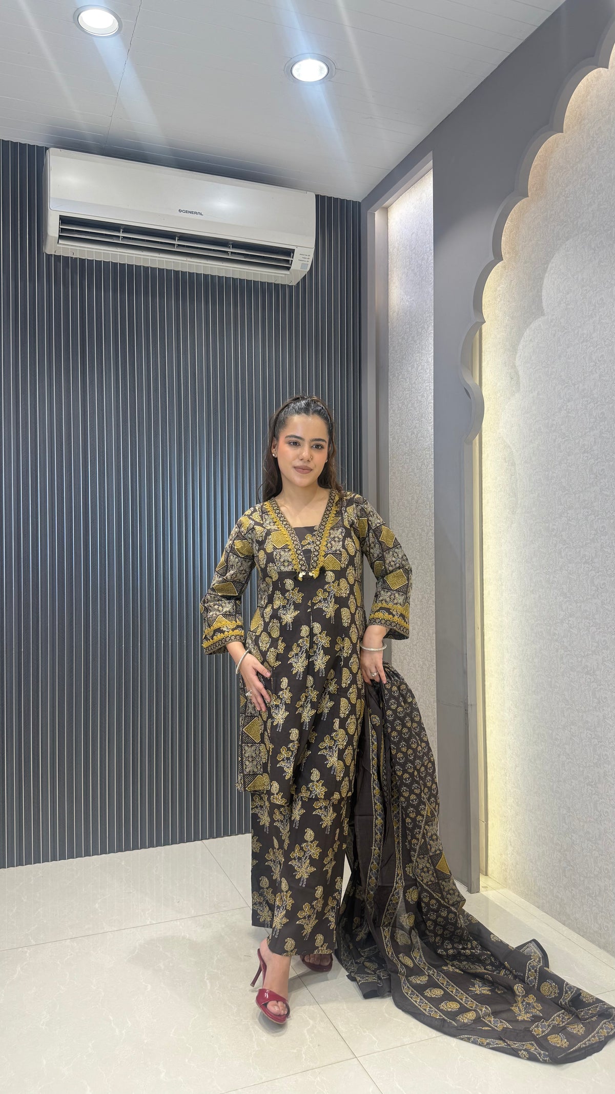 Women’s Ajrak Print Cotton Suit Set | Elegant Traditional Ethnic Wear