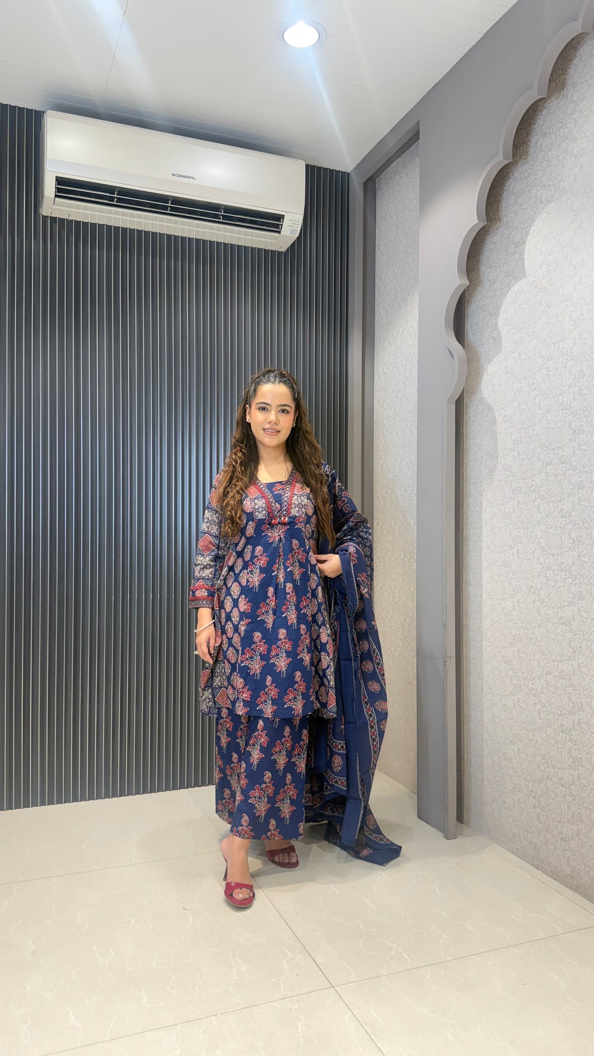 Women’s Ajrak Printed Cotton Suit Set | Elegant Ethnic Wear