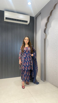 Women’s Ajrak Printed Cotton Suit Set | Elegant Ethnic Wear