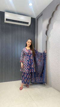 Women’s Ajrak Printed Cotton Suit Set | Elegant Ethnic Wear