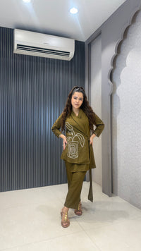 Stylish Jacket Style Linen Coord Set for Women