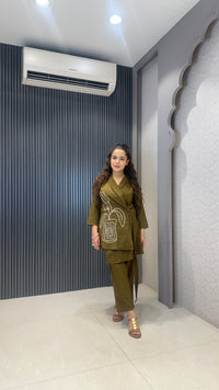 Stylish Jacket Style Linen Coord Set for Women