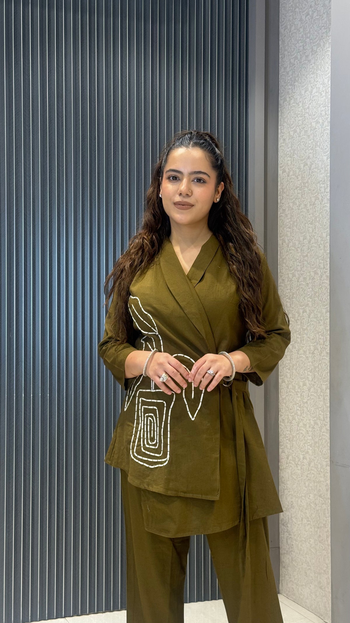 Stylish Jacket Style Linen Coord Set for Women