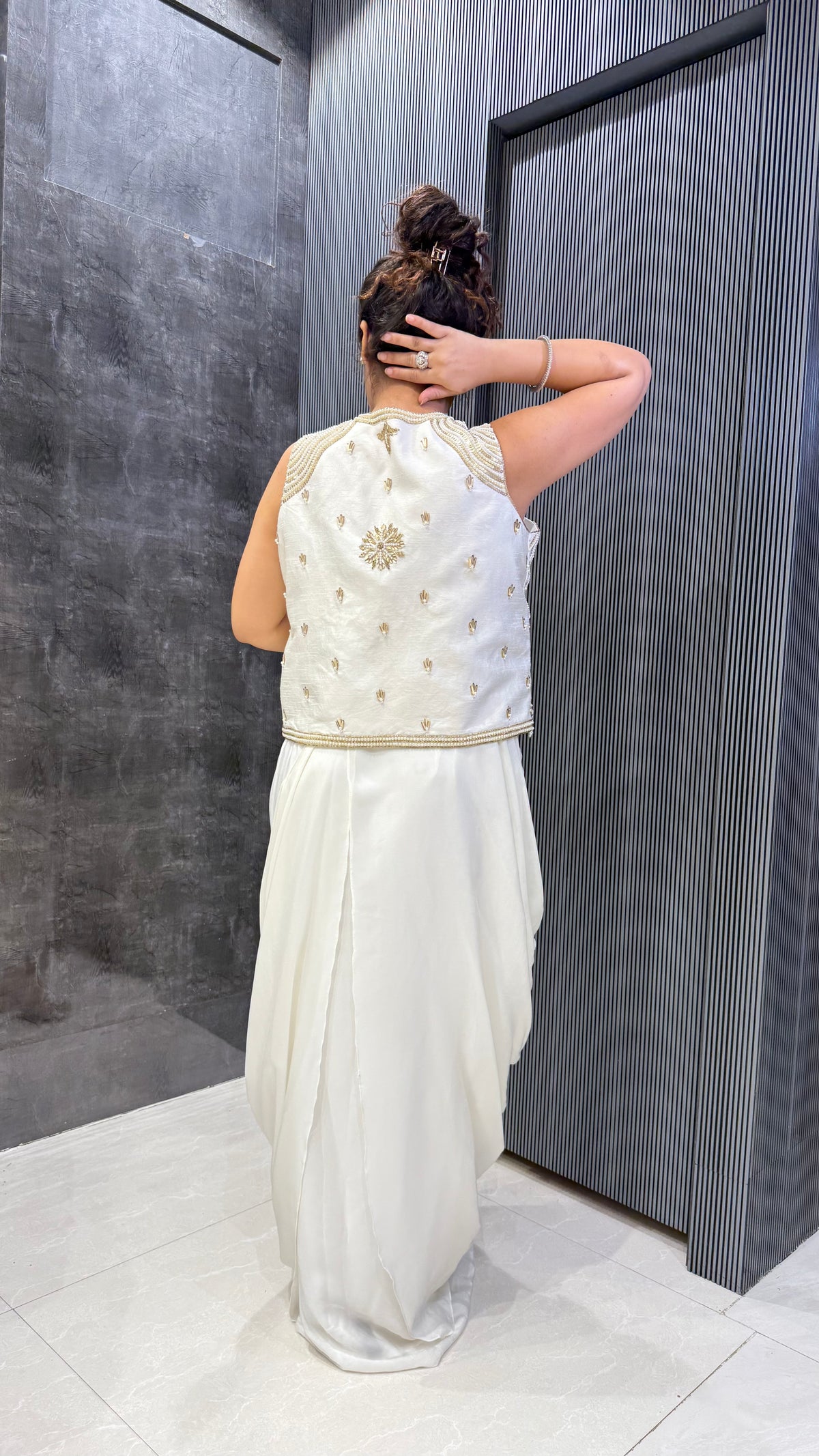 Luxe Indo-Western Silk Jacket Set – Handcrafted Pearl & Sequin Detailing