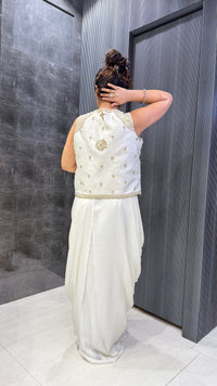 Luxe Indo-Western Silk Jacket Set – Handcrafted Pearl & Sequin Detailing