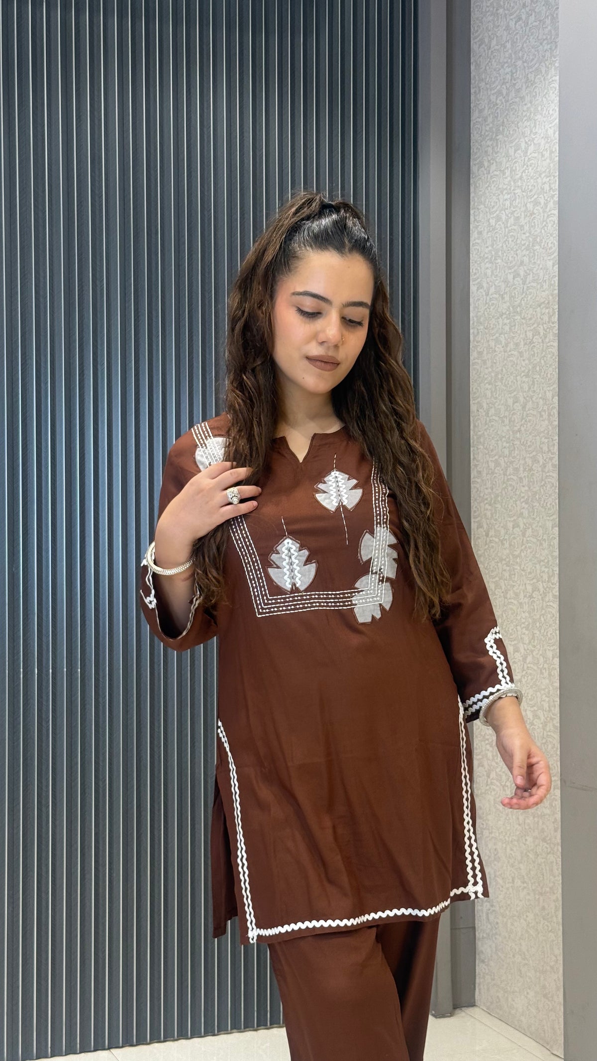 Women’s Muslin Coord Set with Applique Work
