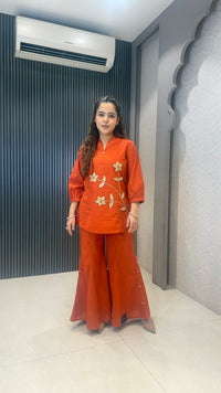 Women’s Cotton Coord Set with Applique Work