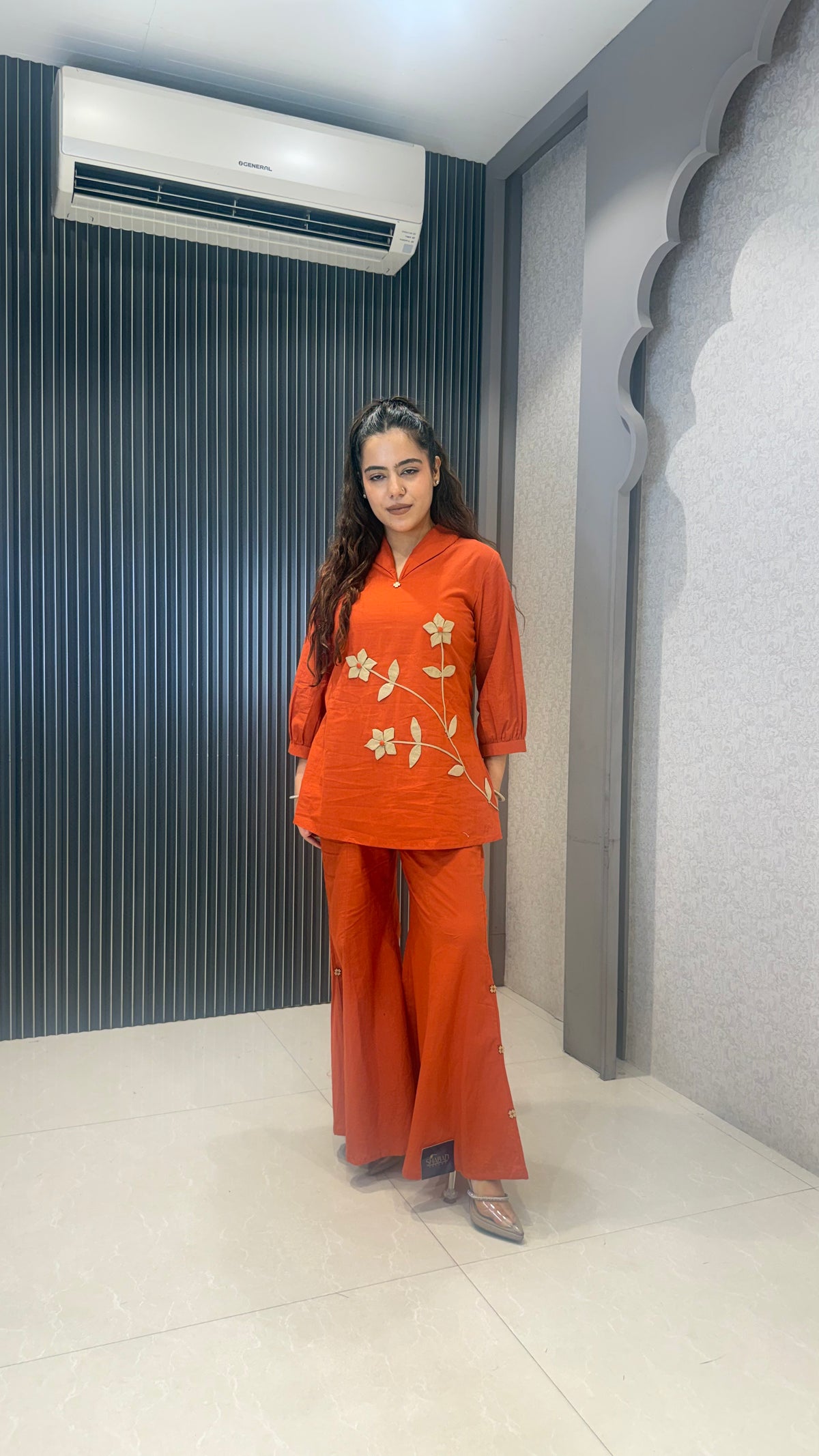 Women’s Cotton Coord Set with Applique Work