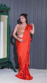 Shimmer Lycra Saree with Handcrafted Net Blouse