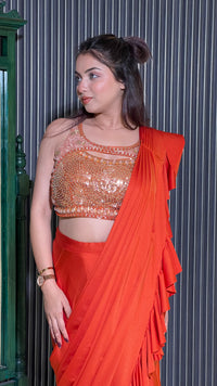 Shimmer Lycra Saree with Handcrafted Net Blouse