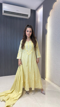 Women's Schiffli Suit Set with Thread Embroidery | Elegant Ethnic Wear |