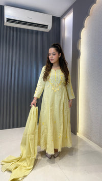Women's Schiffli Suit Set with Thread Embroidery | Elegant Ethnic Wear |