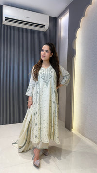 Women's Mul Chanderi Suit Set with Thread Embroidery & Sequin Work | Elegant Ethnic Wear |