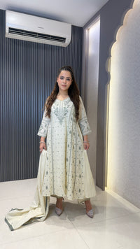 Women's Mul Chanderi Suit Set with Thread Embroidery & Sequin Work | Elegant Ethnic Wear |