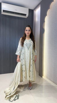 Women's Mul Chanderi Suit Set with Thread Embroidery & Sequin Work | Elegant Ethnic Wear |