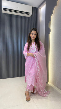 Women's Schiffli Suit Set with Thread Embroidery | Elegant Ethnic Wear |