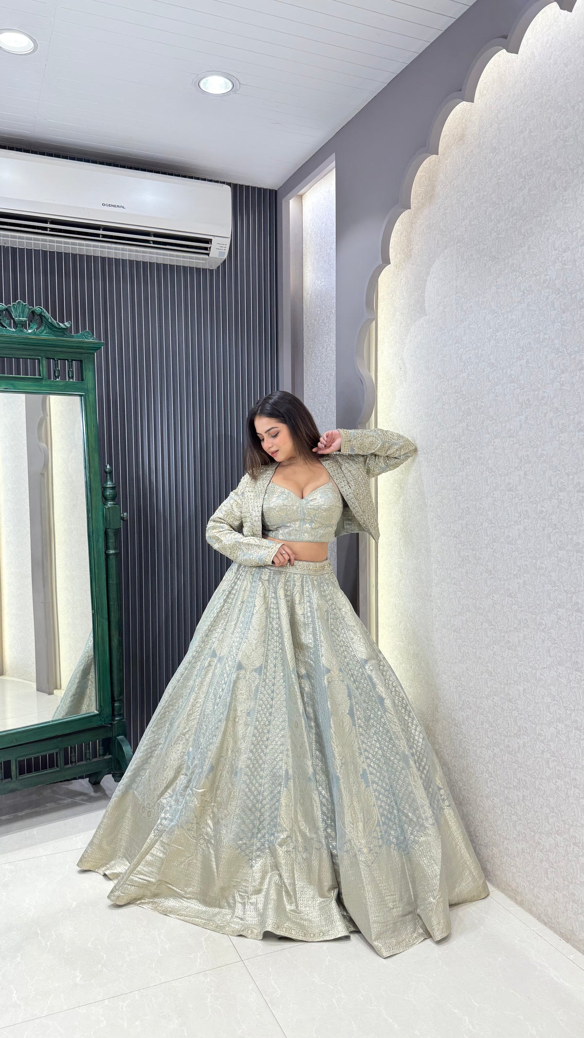 Pure Banarasi Silk Lehenga with Handwork Jacket