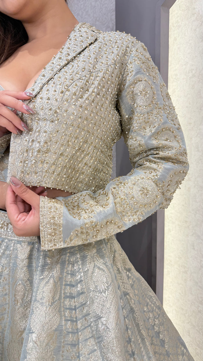 Pure Banarasi Silk Lehenga with Handwork Jacket