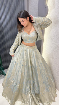 Pure Banarasi Silk Lehenga with Handwork Jacket