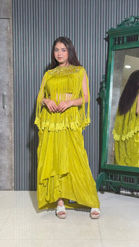 Elegant Crepe Indo-Western Ensemble with Tassel Accents