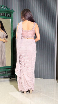 Elegant Pre-Draped Saree with Handcrafted Embroidered Blouse