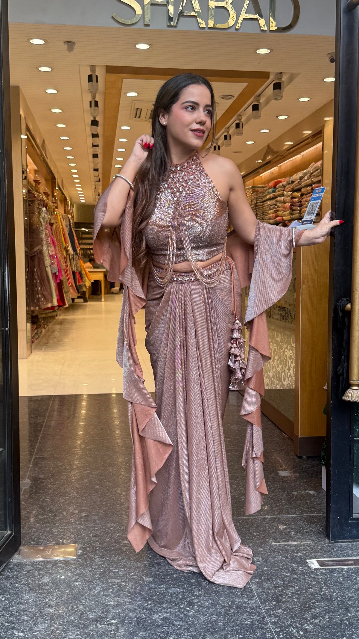Elegant Handworked Blouse with Lycra Saree – Drape Collection