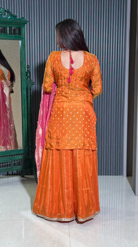 Ready-to-Wear Crushed Banarasi Shimmer Suit with Handcrafted Embellishments