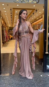 Elegant Handworked Blouse with Lycra Saree – Drape Collection