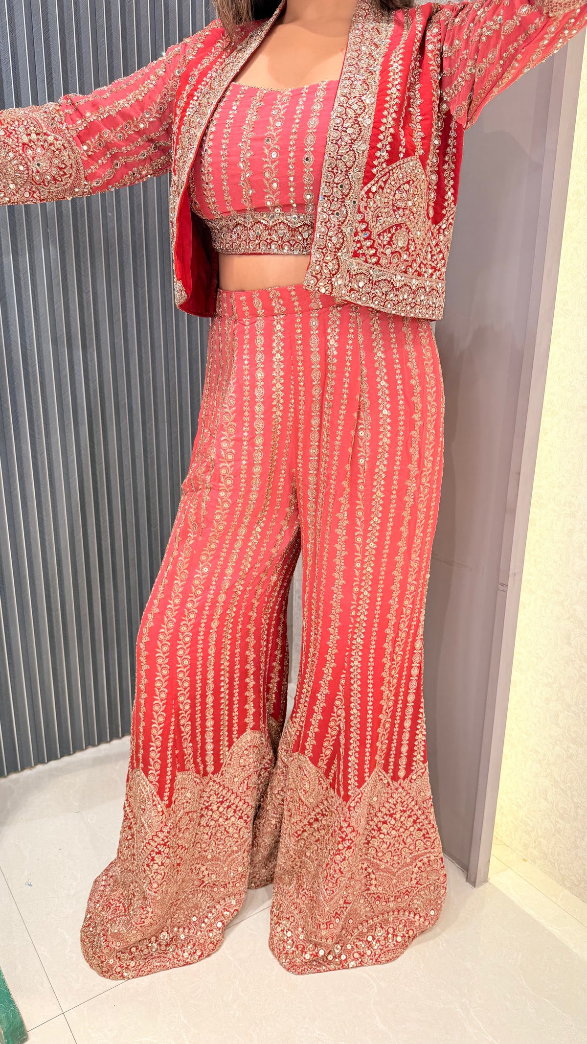 Indowestern Set with Neam Zari Work | Festive & Wedding Wear | Sizes Upto 44