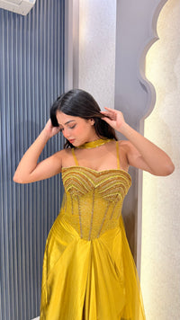 Handwork Corset Saree with Satin Skirt – Designer Set