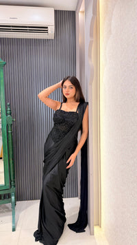 Chinon Corset Saree with Handwork Blouse – Designer Ready-to-Wear Saree