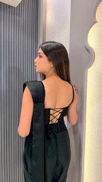 Chinon Corset Saree with Handwork Blouse – Designer Ready-to-Wear Saree