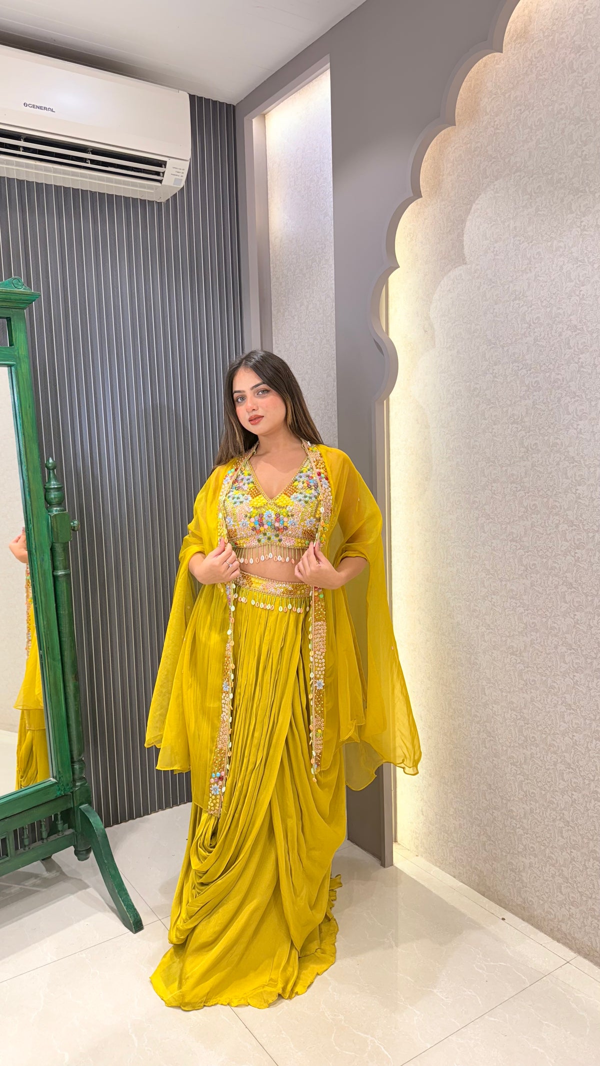 Multicolor Handwork Indowestern Set with Aplique & Stone Embellishments | Upto Size 42 | Premium Festive Wear