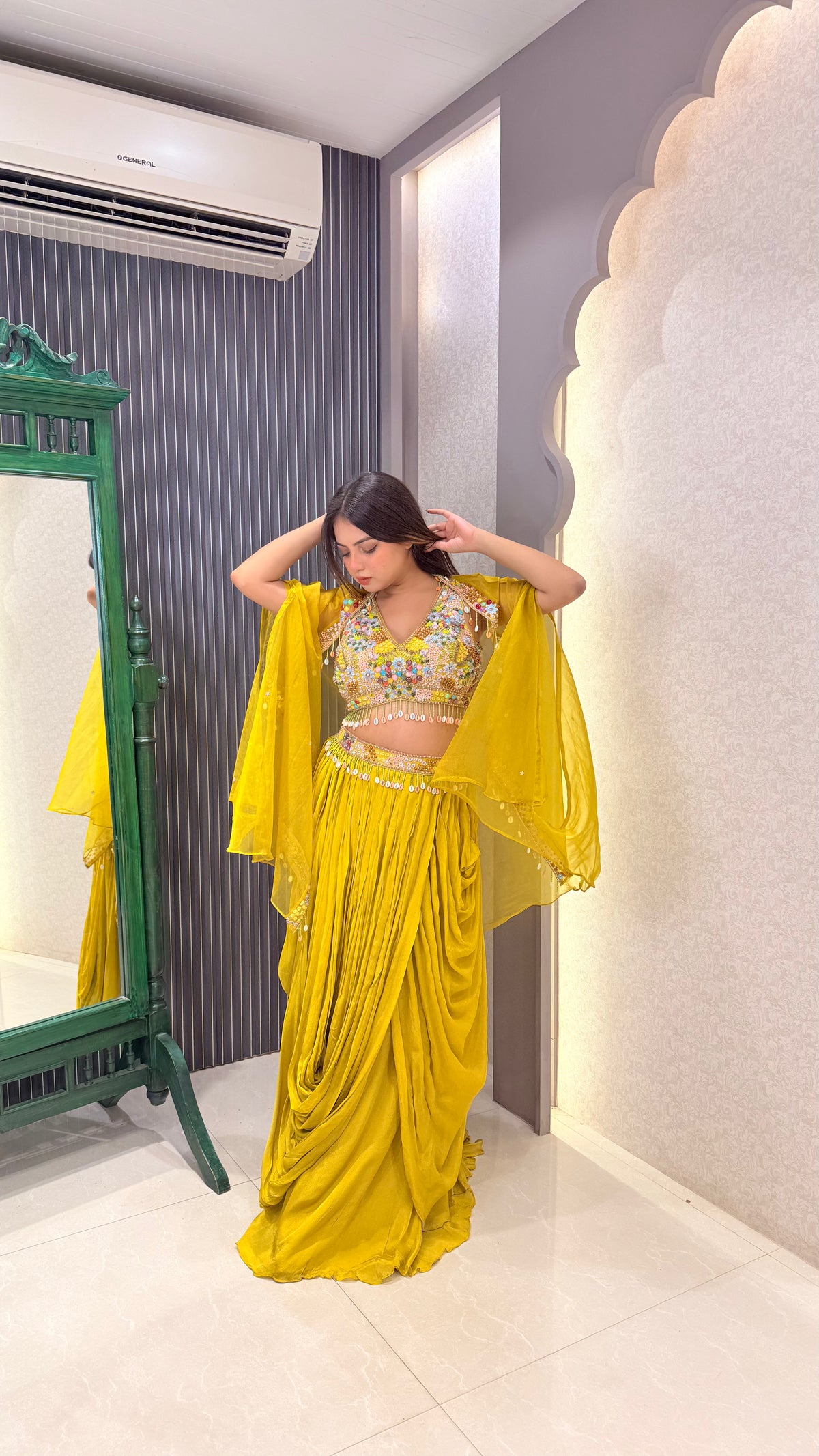 Multicolor Handwork Indowestern Set with Aplique & Stone Embellishments | Upto Size 42 | Premium Festive Wear