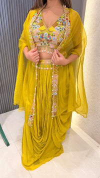 Multicolor Handwork Indowestern Set with Aplique & Stone Embellishments | Upto Size 42 | Premium Festive Wear