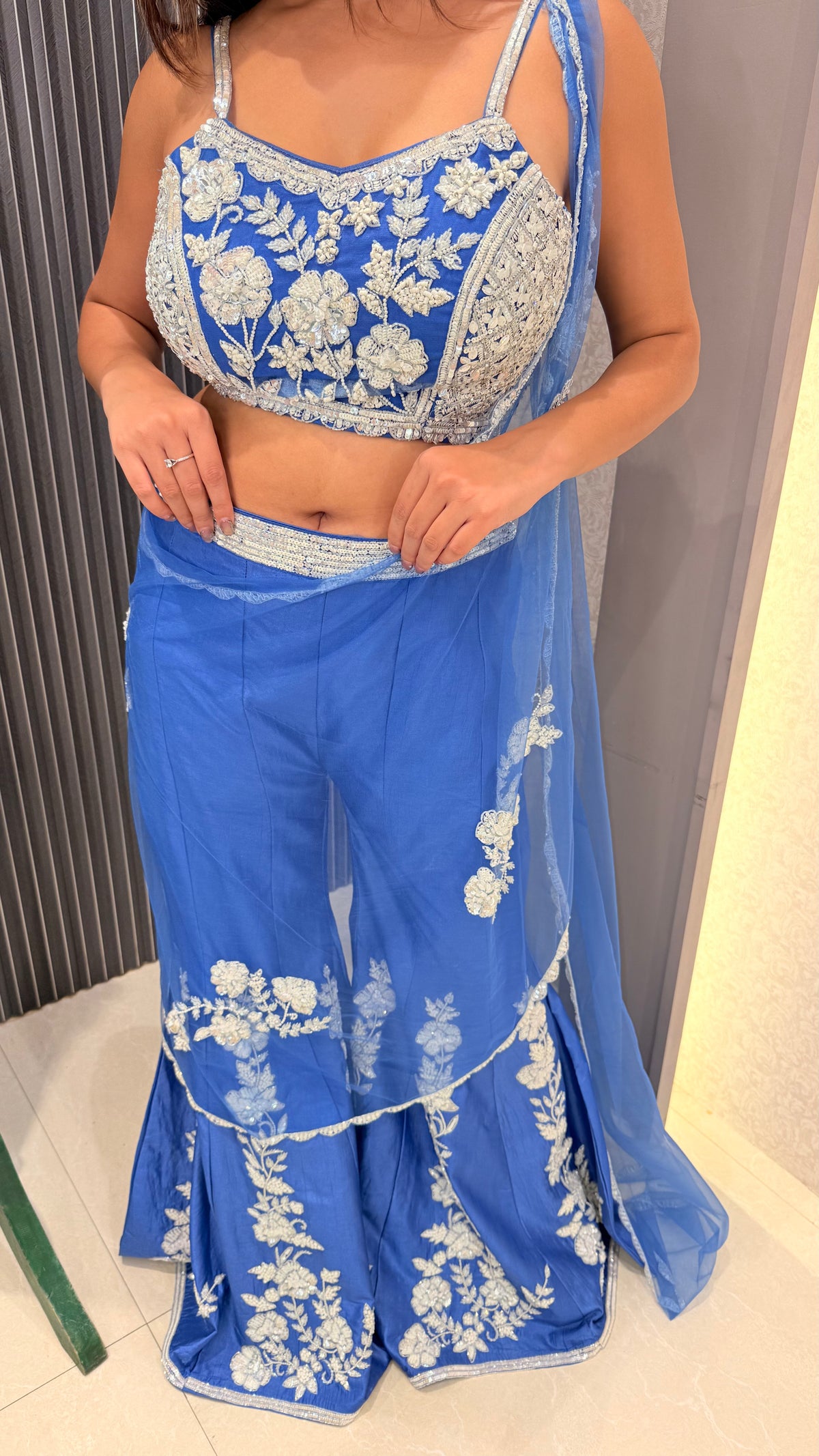 Silk Indo-Western with Sequin & Pearl Work