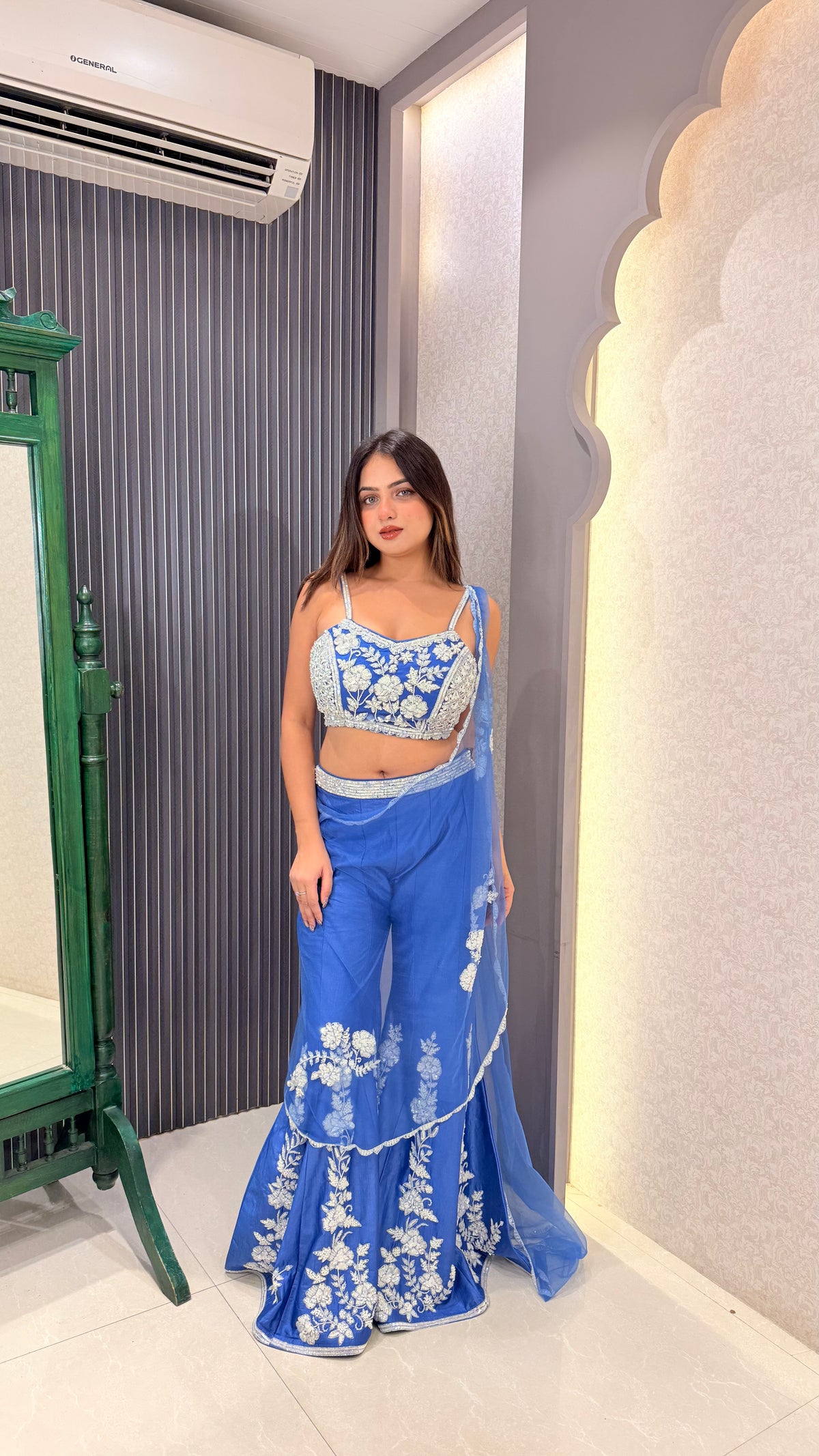 Silk Indo-Western with Sequin & Pearl Work