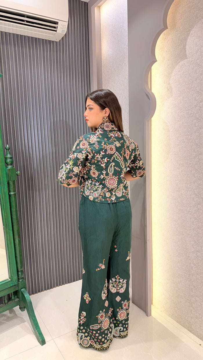 Hand-Embroidered Indo-Western with Pearls, Dabka & Sequins