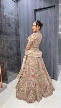 Thread Embroidered Georgette Lehenga