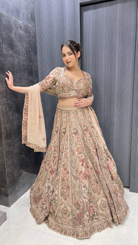 Thread Embroidered Georgette Lehenga