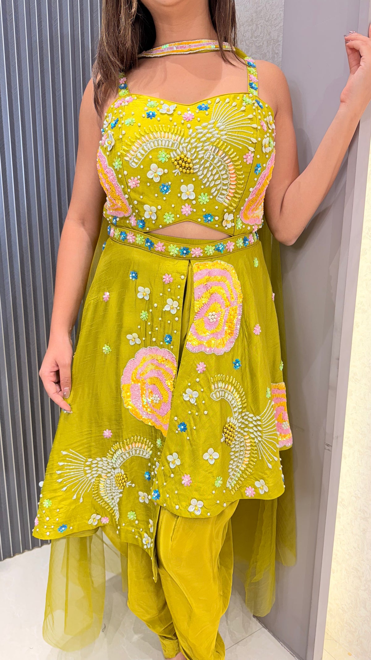 Multicolor Sequin & Pearl Indo-Western Set