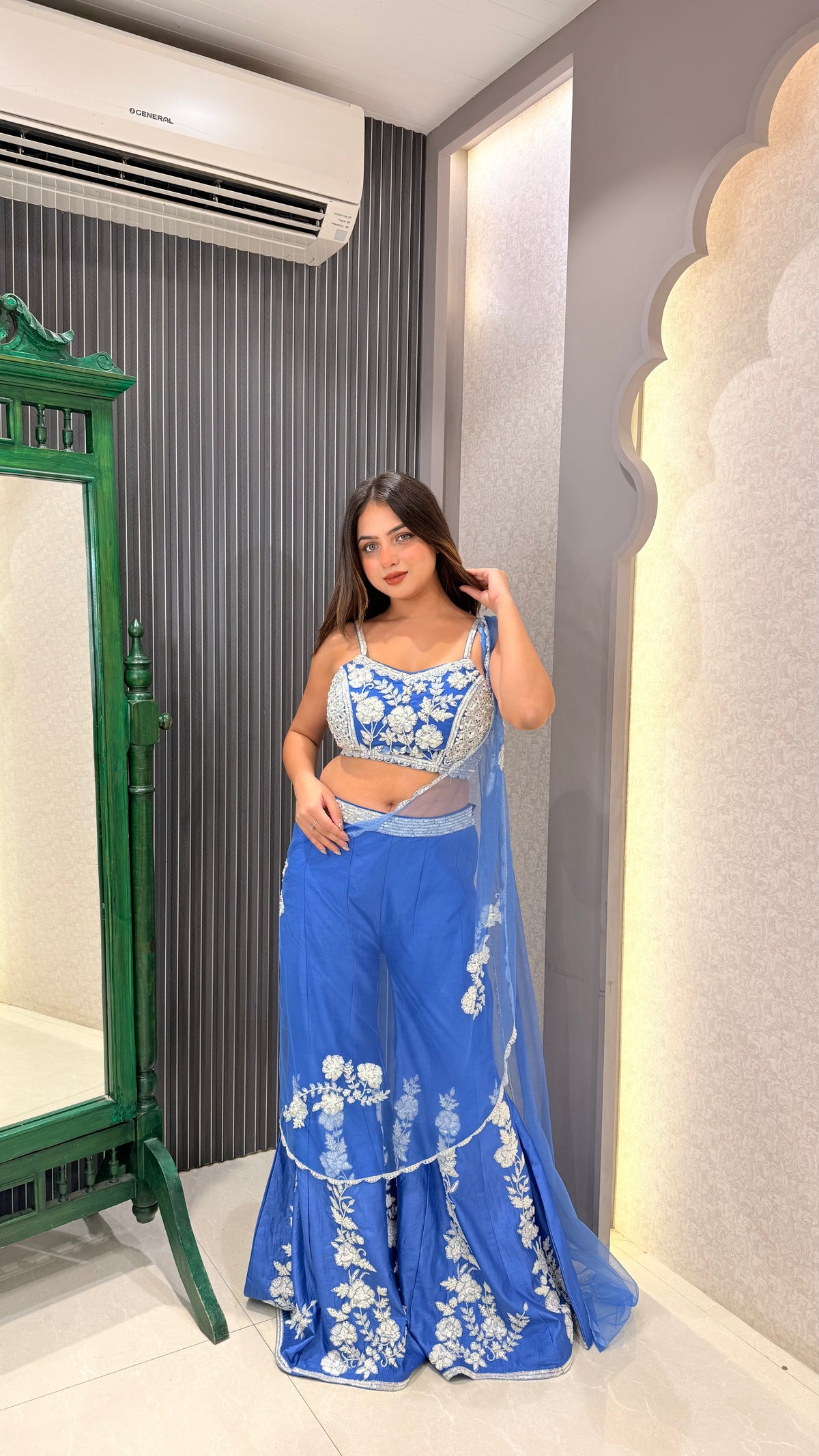 Silk Indo-Western with Sequin & Pearl Work