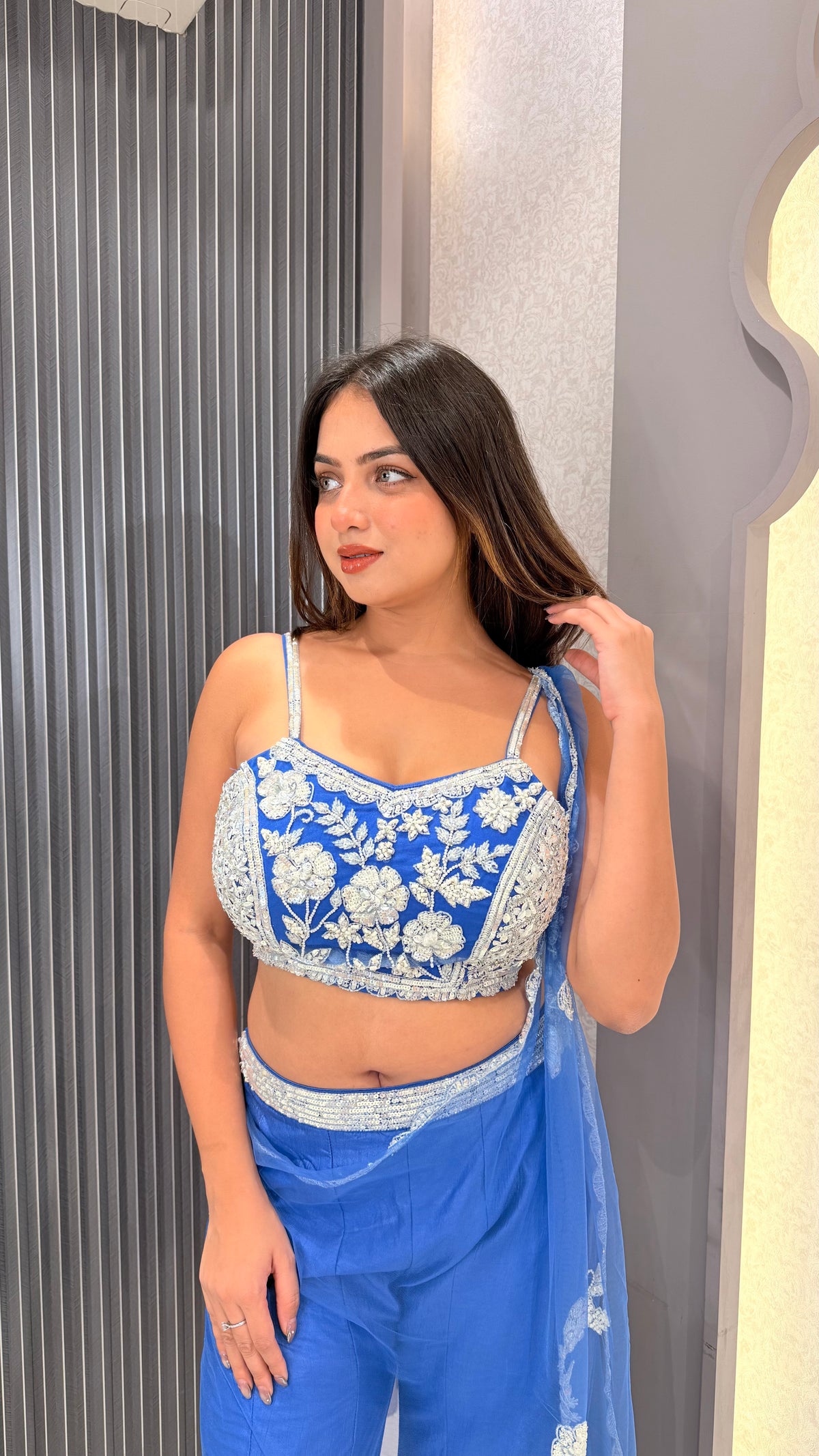 Silk Indo-Western with Sequin & Pearl Work