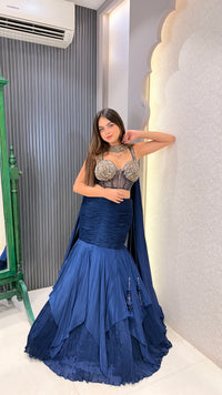 Handwork Blouse with Fish-Cut Lehenga Set