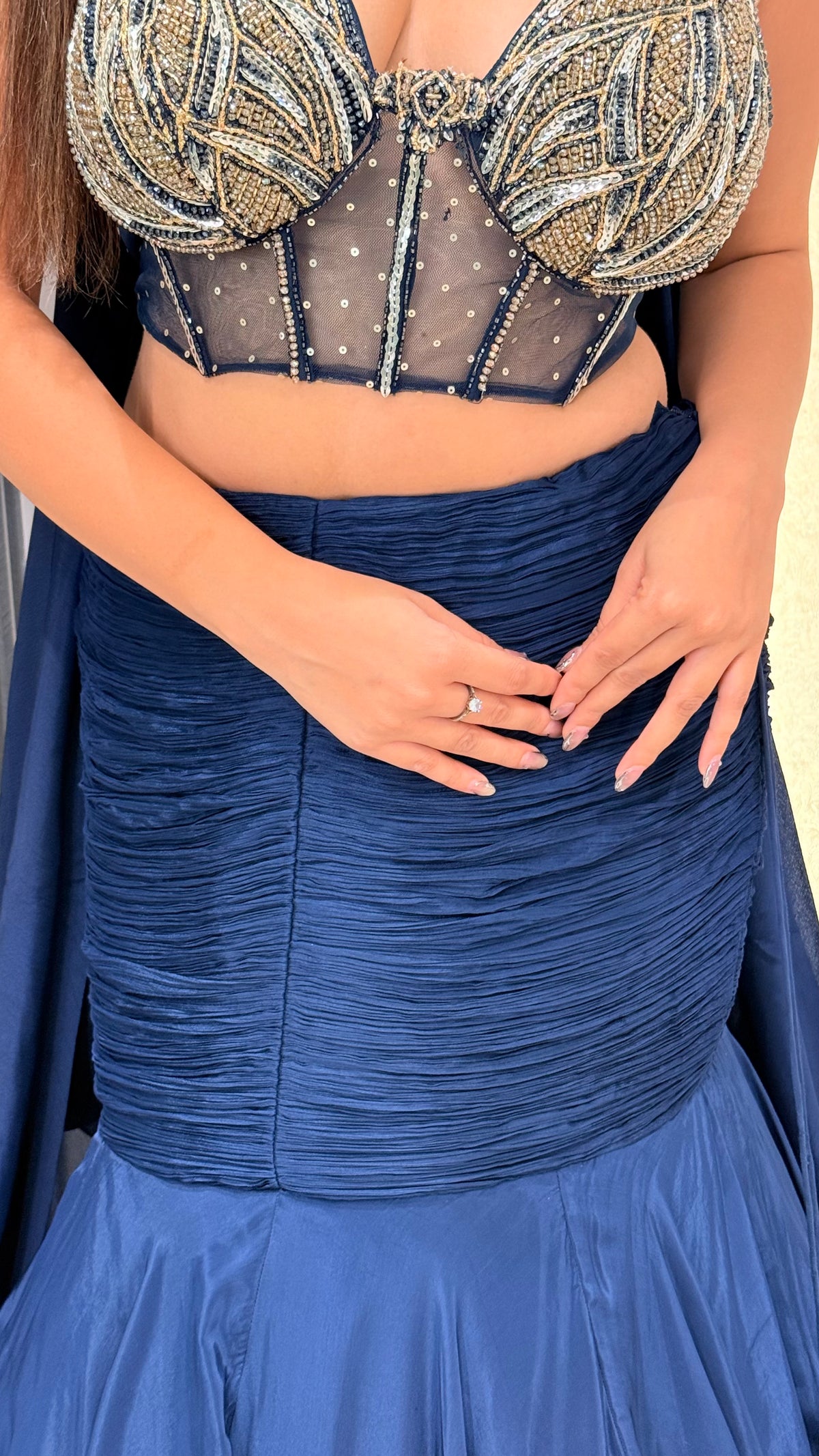 Handwork Blouse with Fish-Cut Lehenga Set