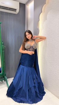 Handwork Blouse with Fish-Cut Lehenga Set