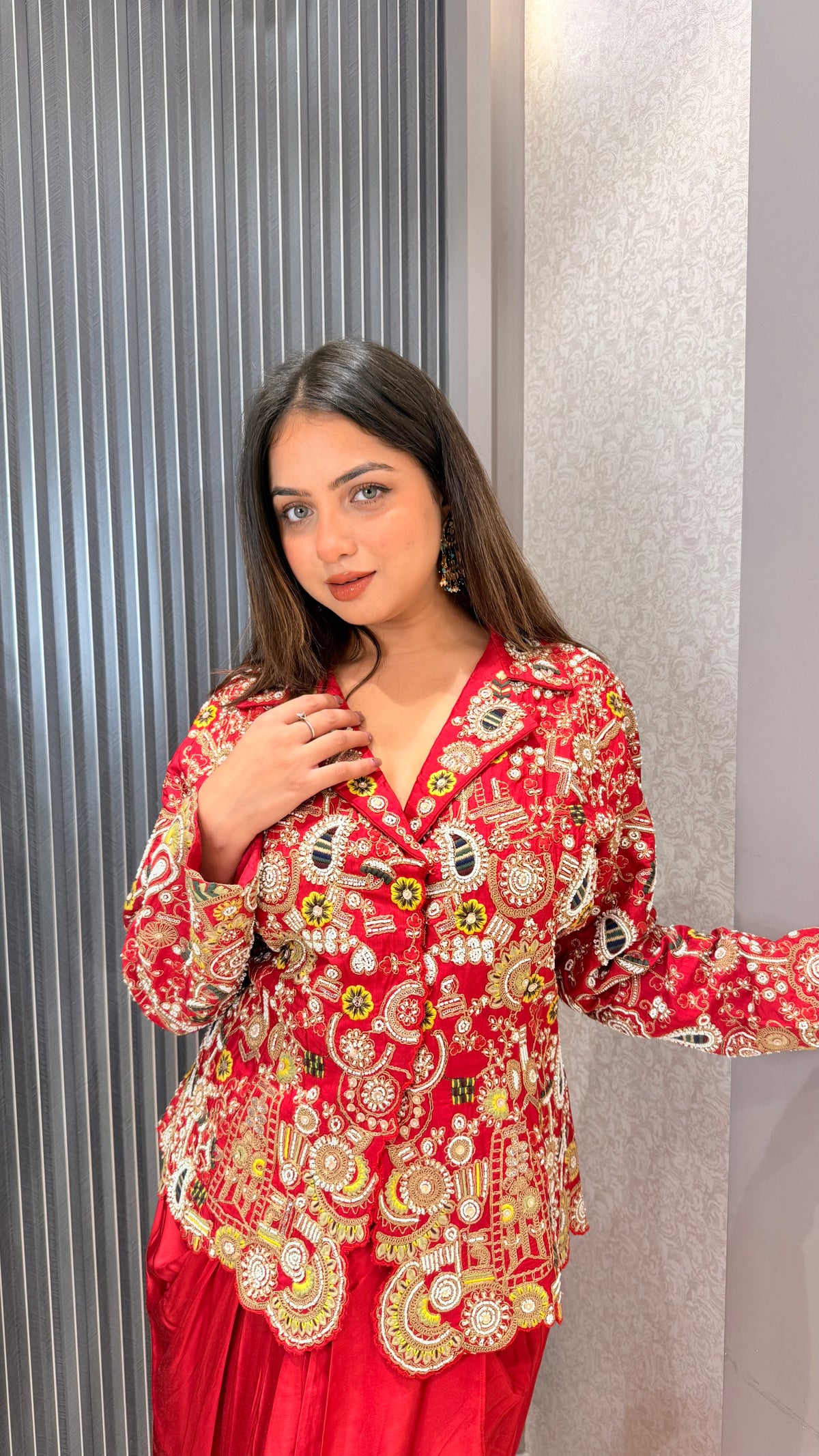 Thread Embroidery Outfit with Pearls & Dori Work – Up