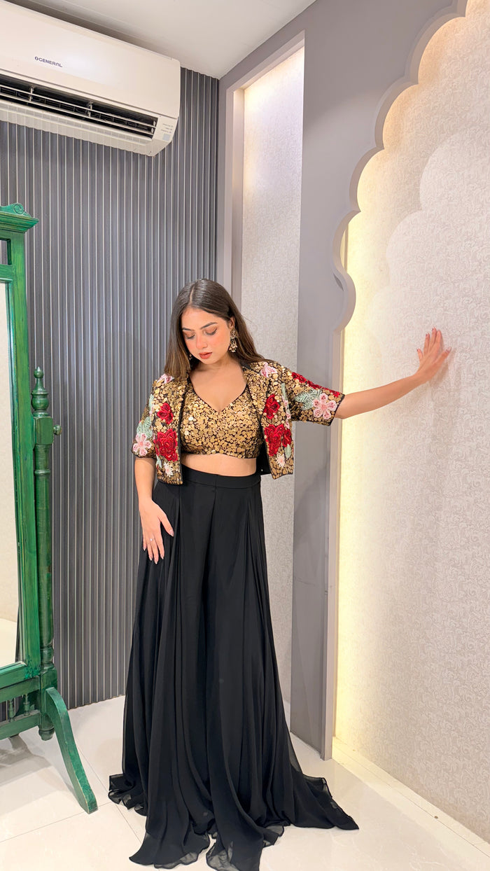 Thread Embroidery Indo-Western with Handwork – Up to Size 42