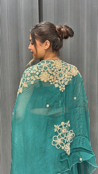 Crepe Handworked Indo-Western 3 Pc Set with Dori Cape Style
