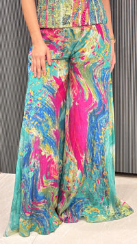 Pure Crepe Corset Blouse with Digital Print & Handwork Detailing